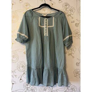 Sundance Tunic Top Size Medium Blue Peasant Cottage Prairie Lace  Cotton 075